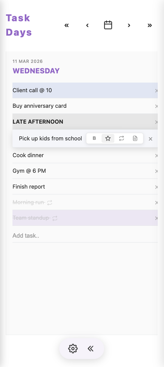 Tap to add task on mobile