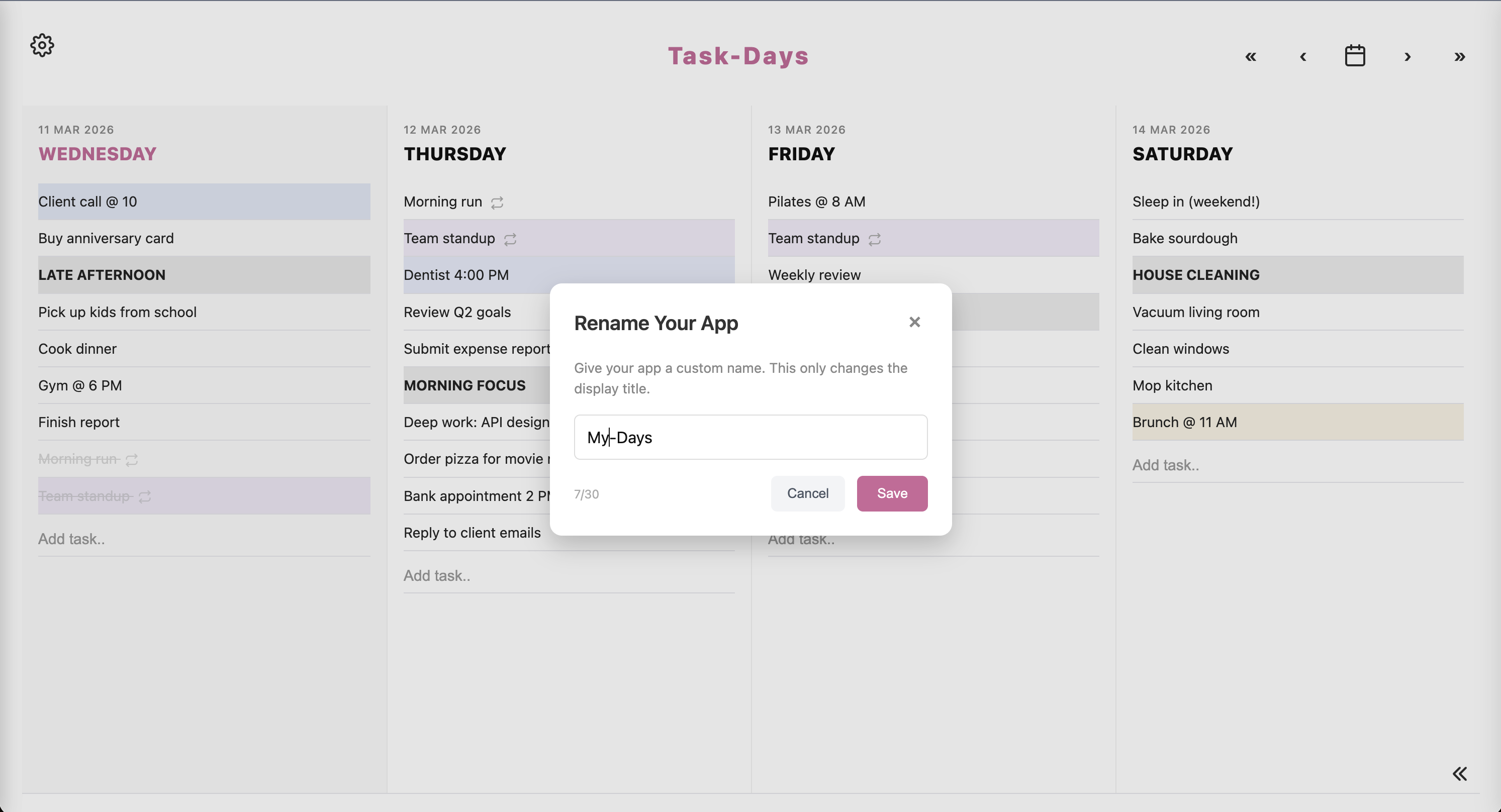 Rename and reorder tasks
